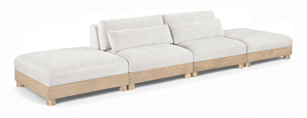 Turin Chenille Modular Sectional — 4-Piece Sofa (160" Wide) — Cream