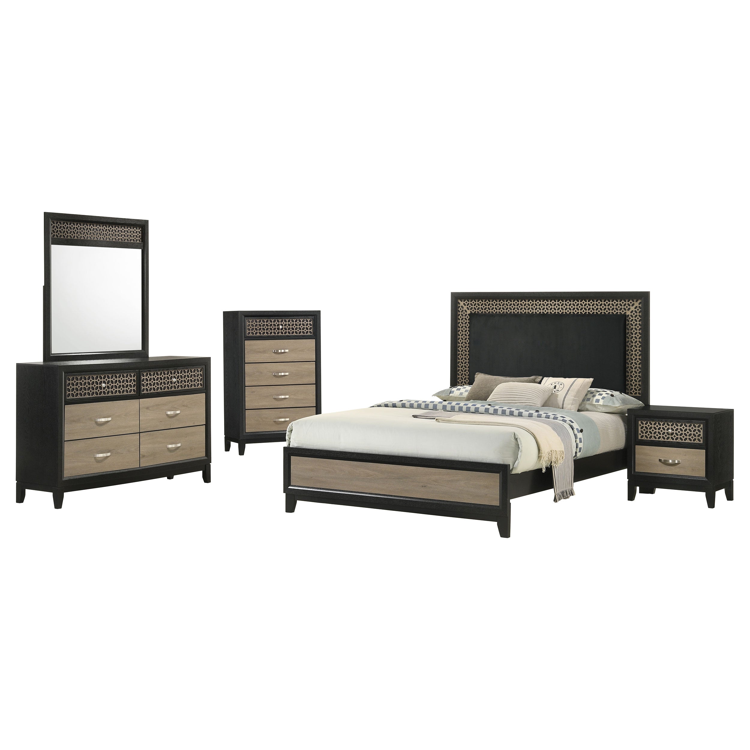 Valencia Bedroom Set Light Brown and Black