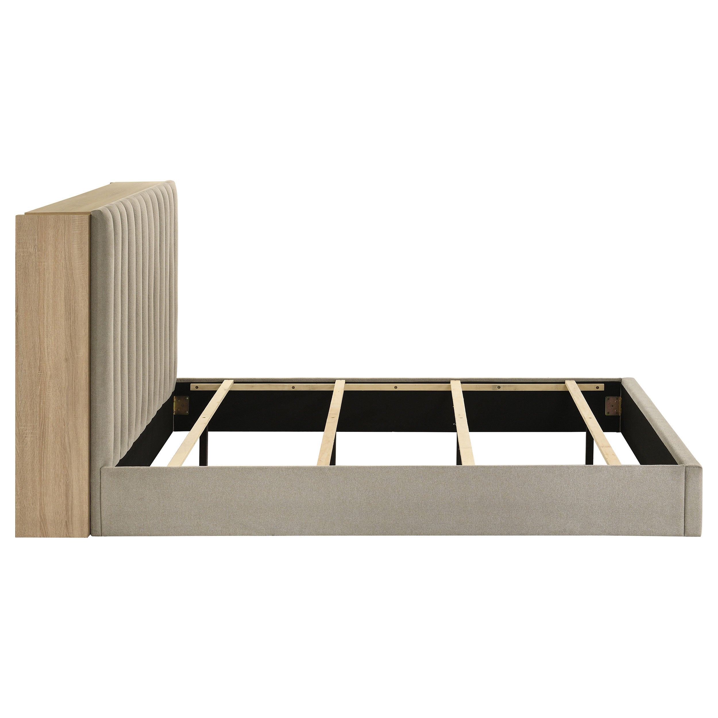 Arielle Bookcase Panel Storage Bed Light Oak