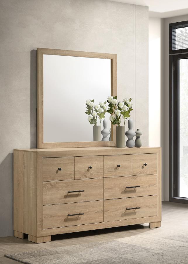 Arielle 6-drawer Bedroom Dresser with Mirror Light Oak