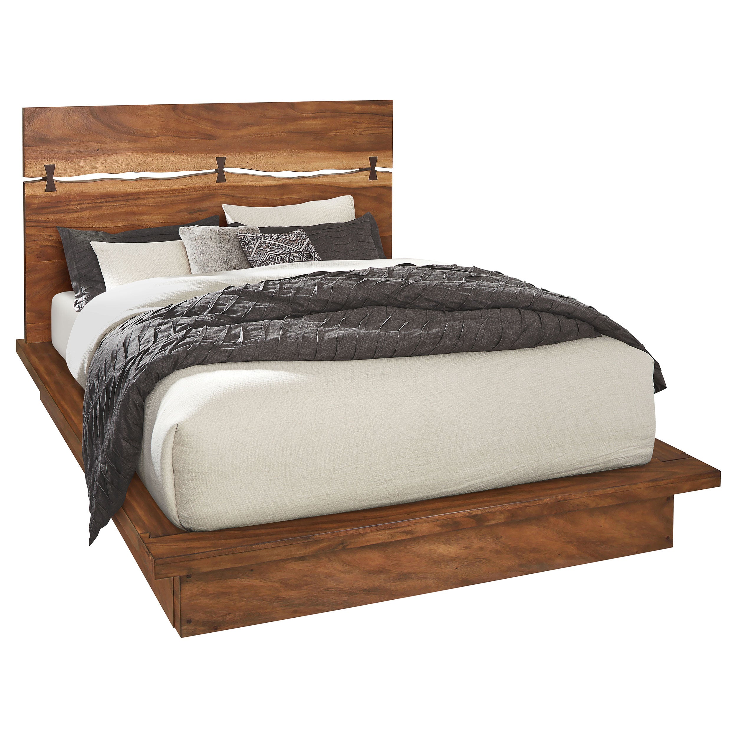 Winslow Wood Panel Bed Smokey Walnut and Coffee Bean