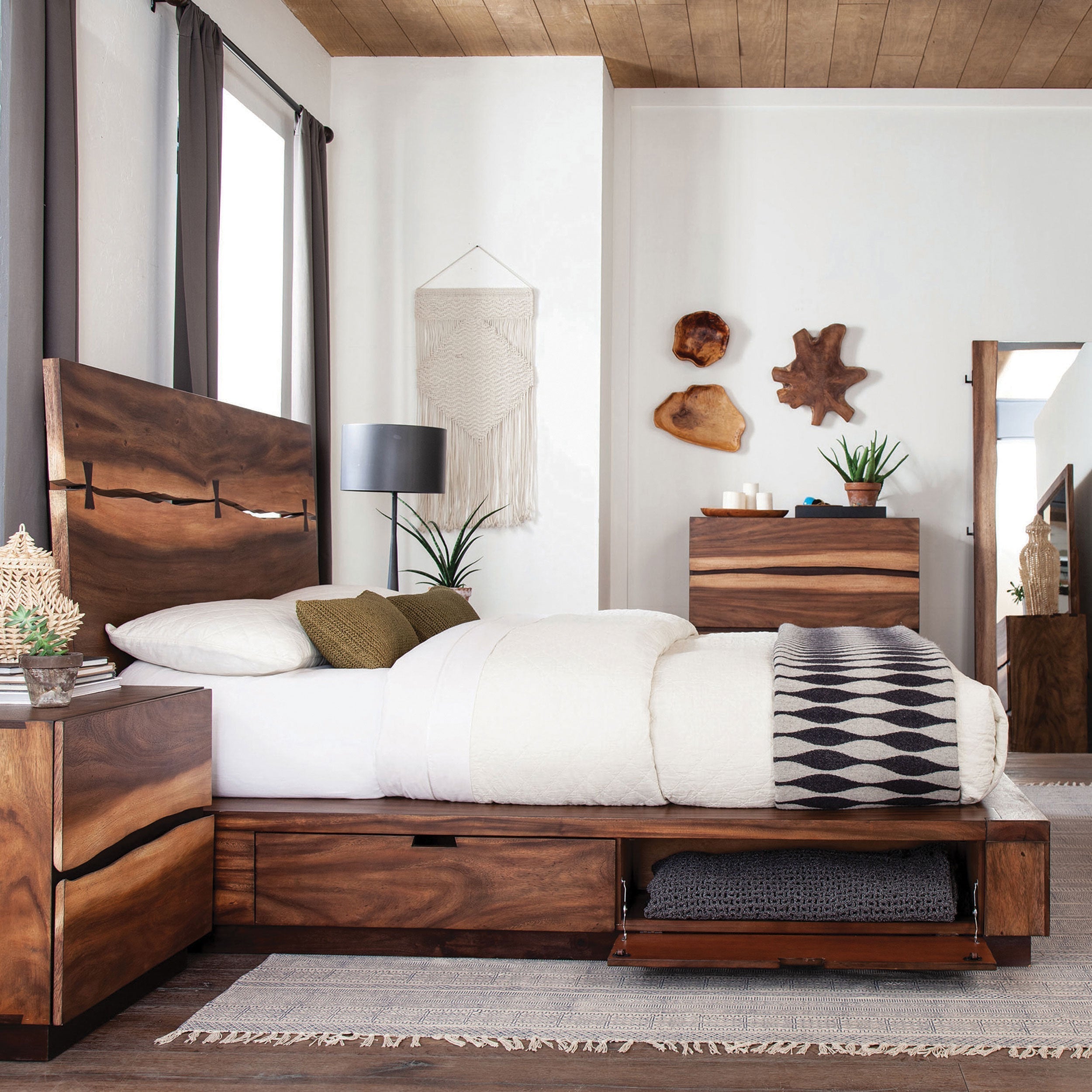 Winslow Storage Bed Smokey Walnut and Coffee Bean