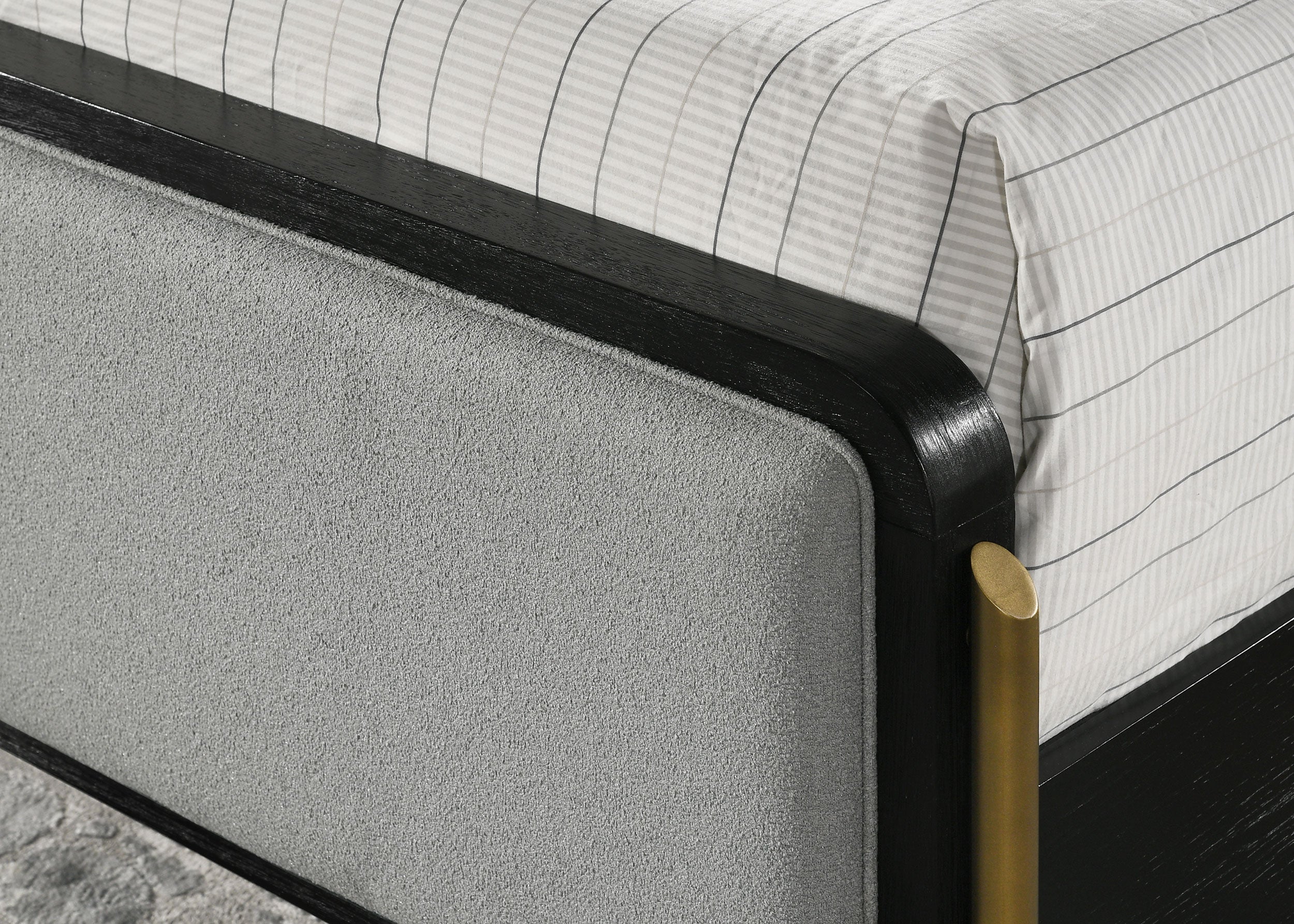 Arini Bed with Upholstered Headboard Black and Grey