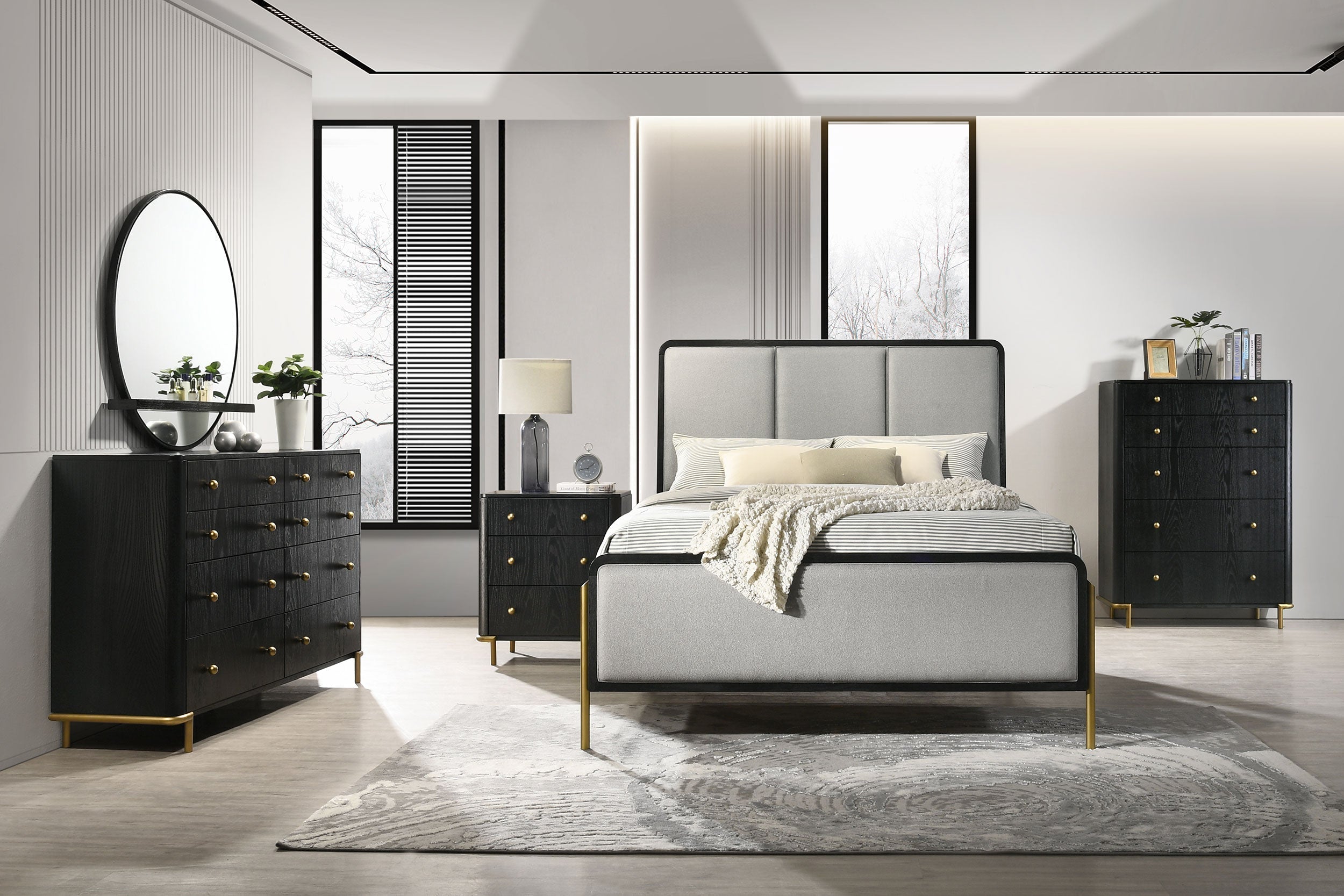 Arini Bedroom Set Black and Grey