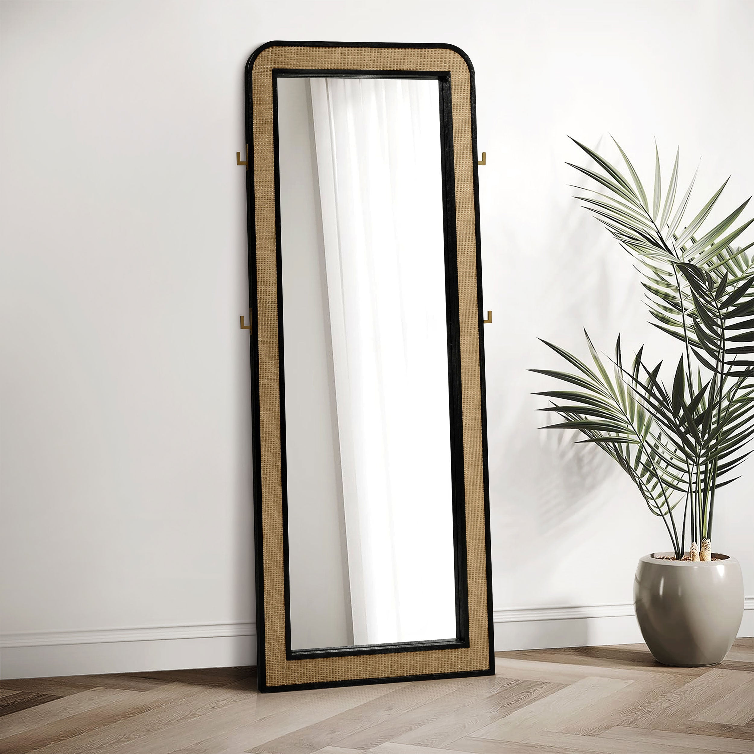 Arini Cane Weave Full Length Standing Floor Mirror
