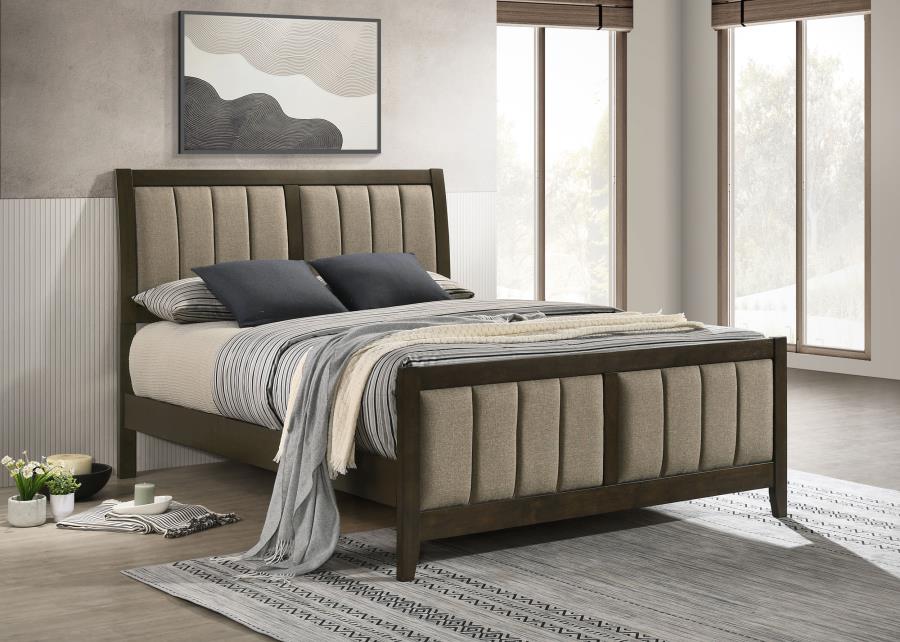 Wilkes 51-inch Upholstered Bed Dark Cocoa