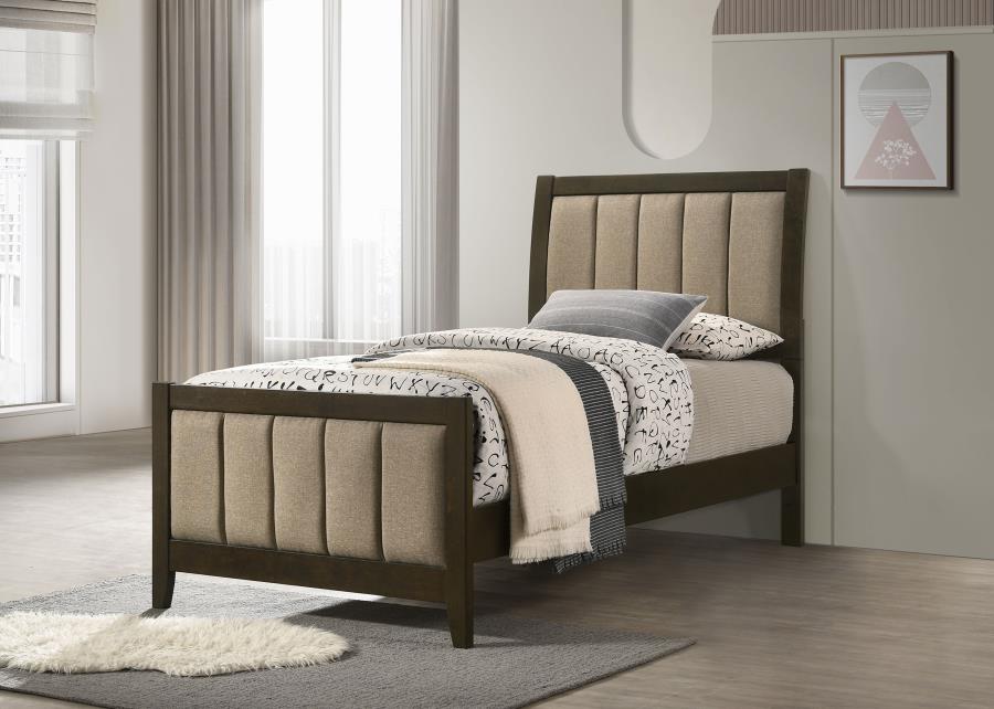 Wilkes 51-inch Upholstered Bed Dark Cocoa