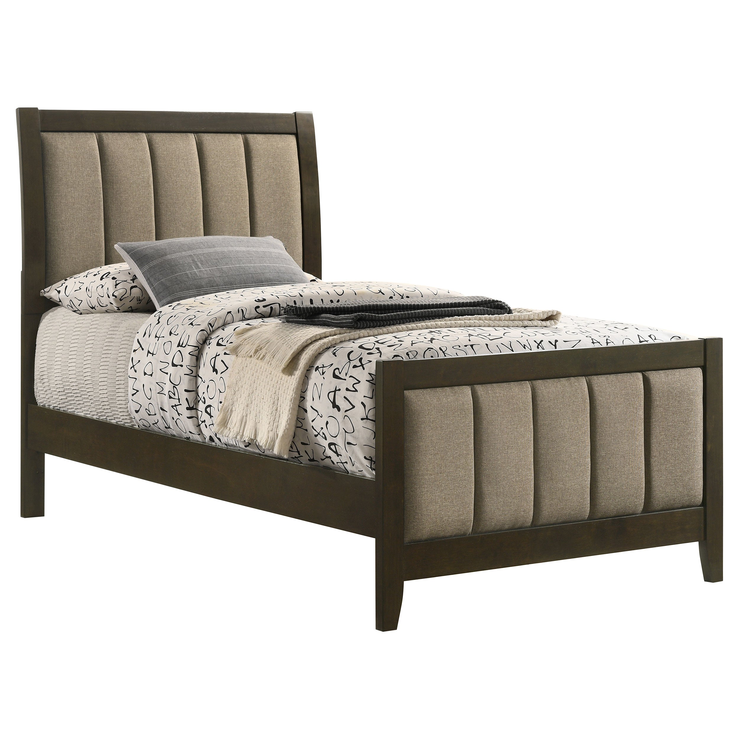 Wilkes 51-inch Upholstered Bed Dark Cocoa