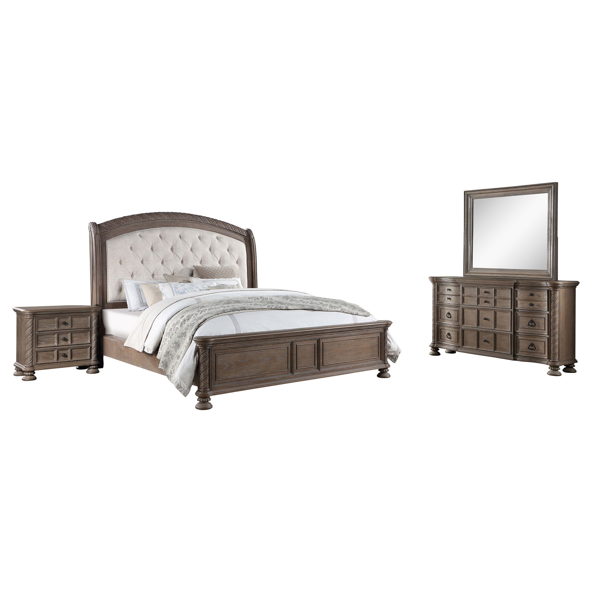 Emmett Bedroom Set Walnut and Beige