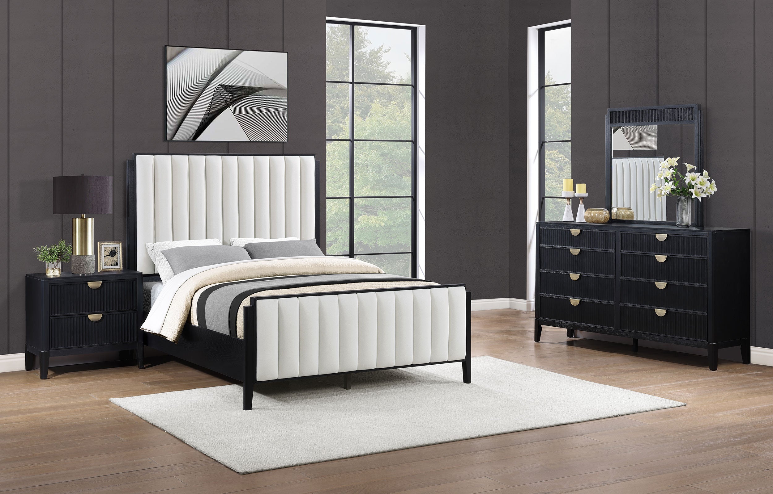 Brookmead Upholstered Bedroom Set Black