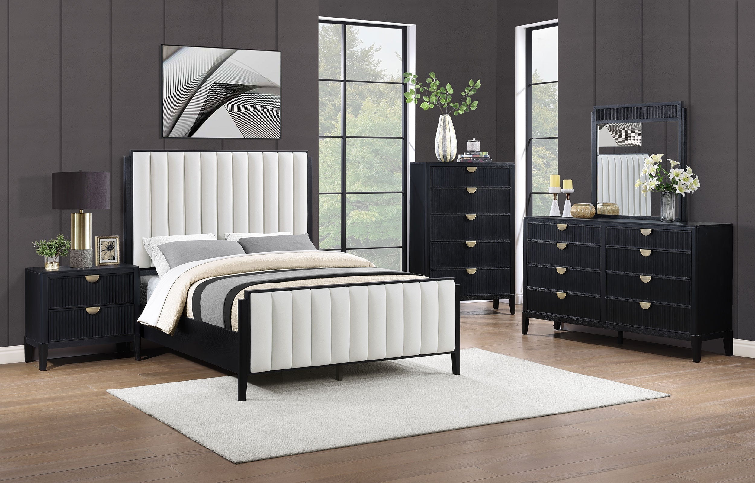 Brookmead Upholstered Bedroom Set Black