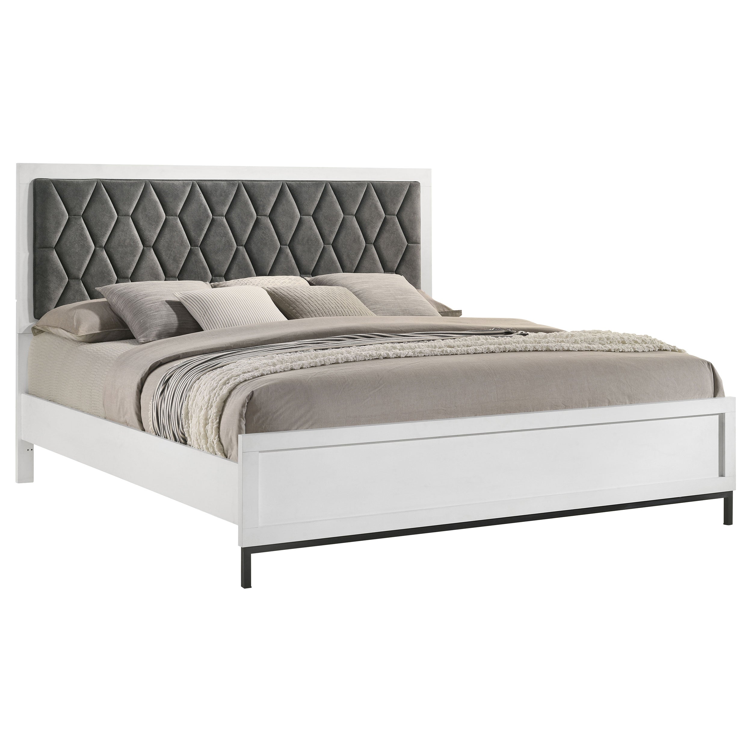Sonora Upholstered Panel Bed White