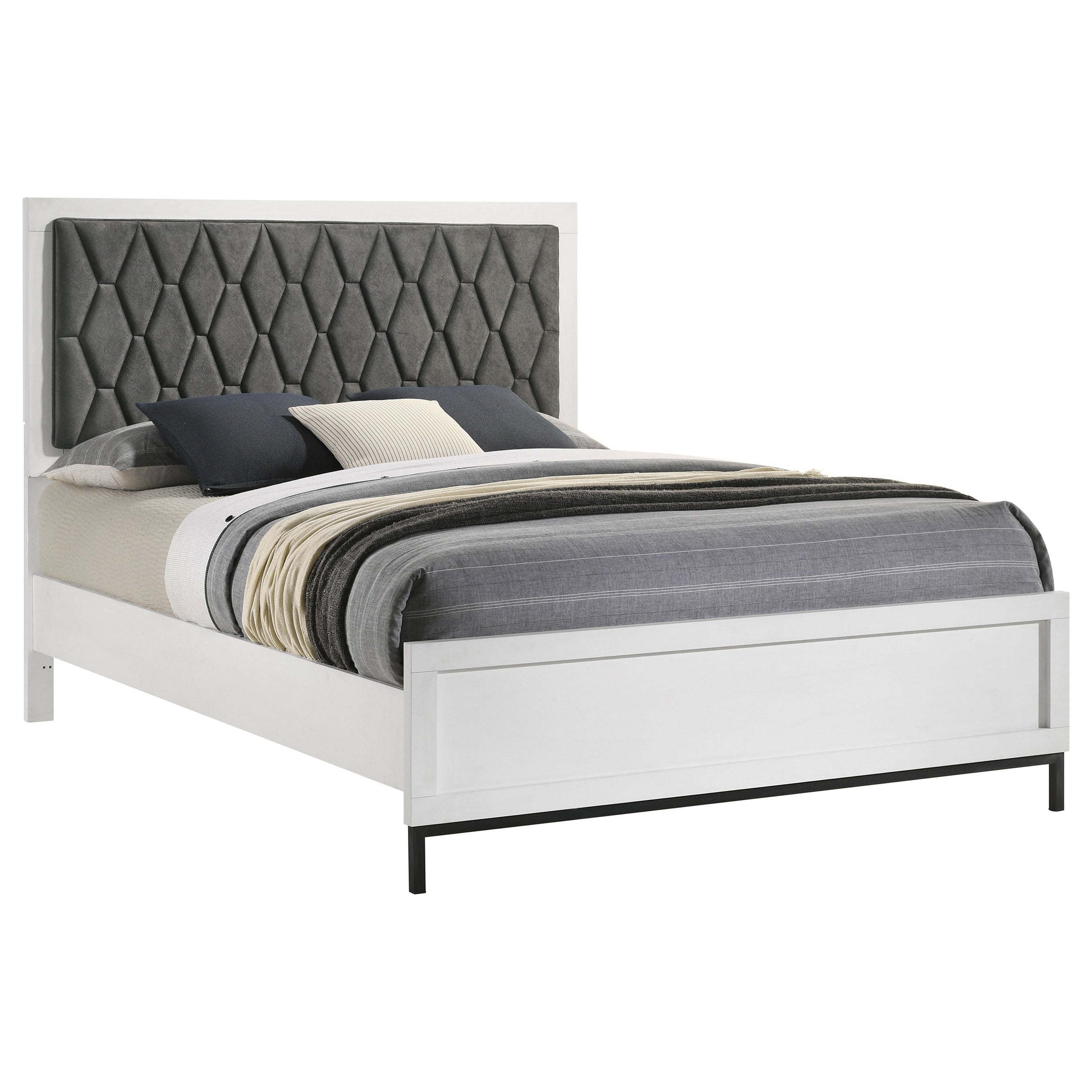 Sonora Upholstered Panel Bed White