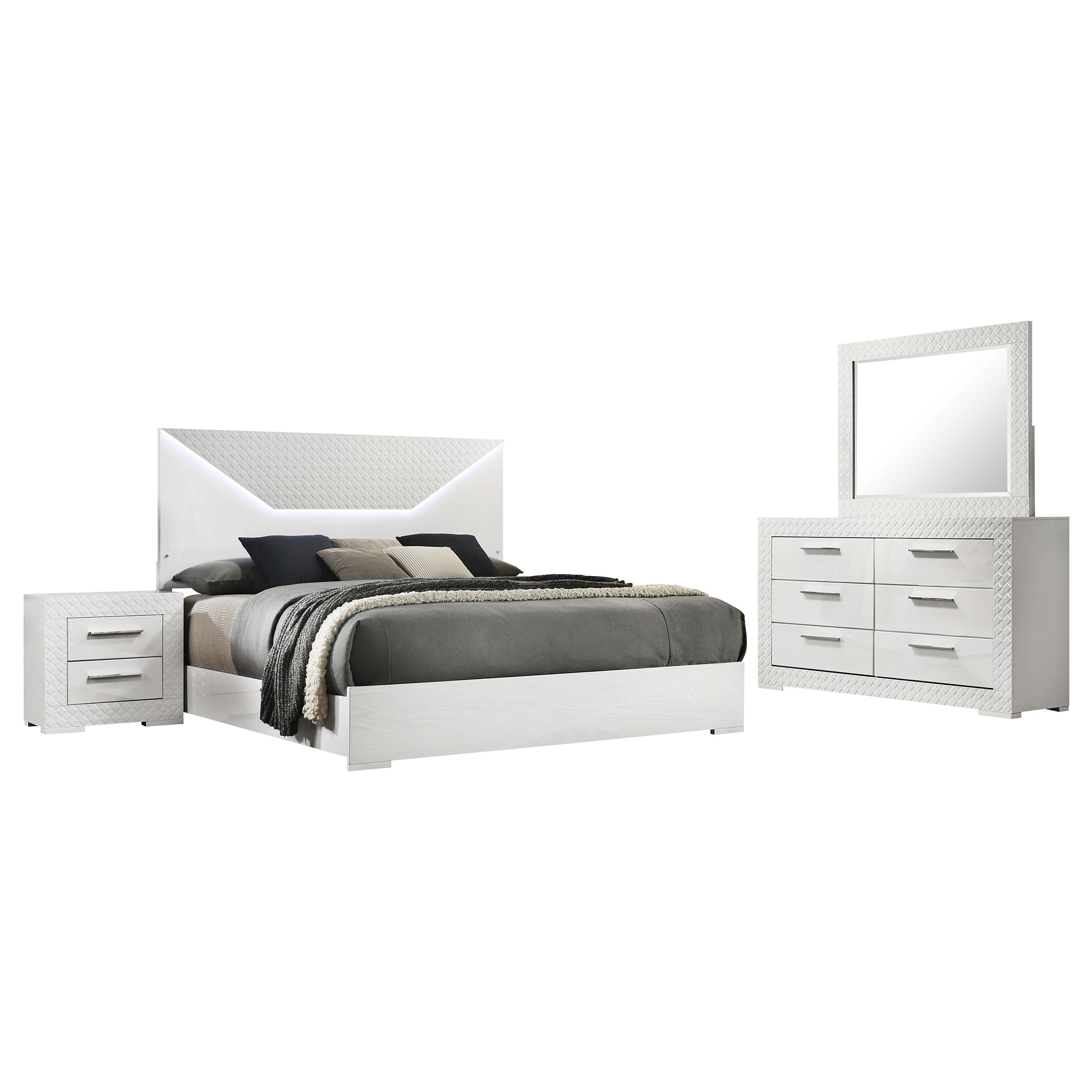 Ives Bedroom Set White High Gloss
