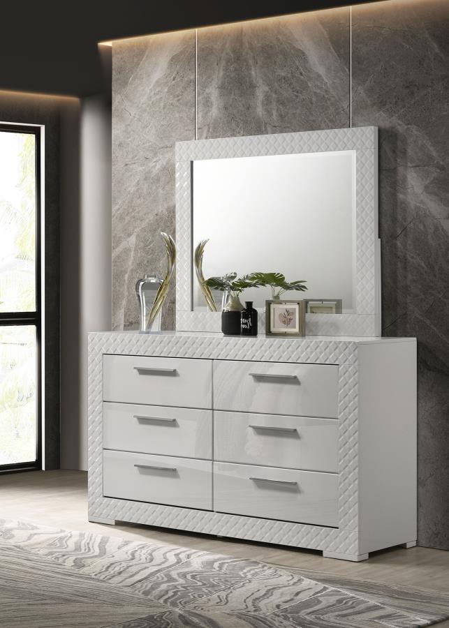 Ives 6-drawer Dresser and Mirror High Gloss