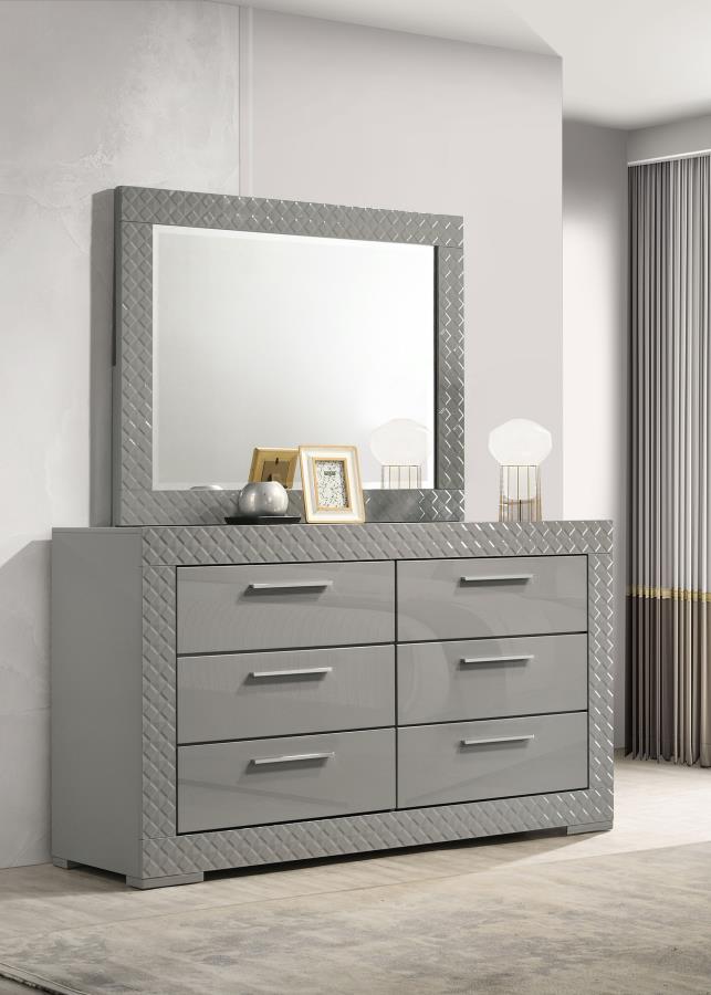Ives 6-drawer Dresser and Mirror High Gloss