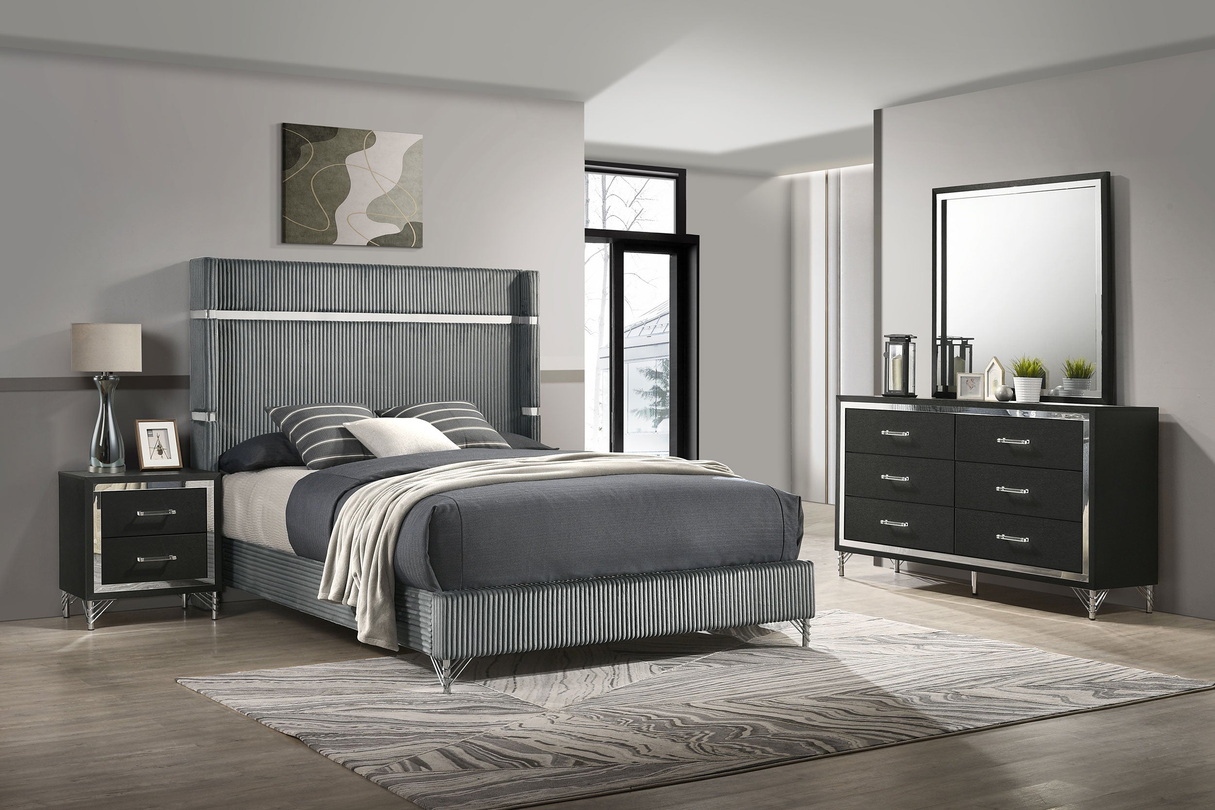 Lucia Bedroom Set Grey and Black