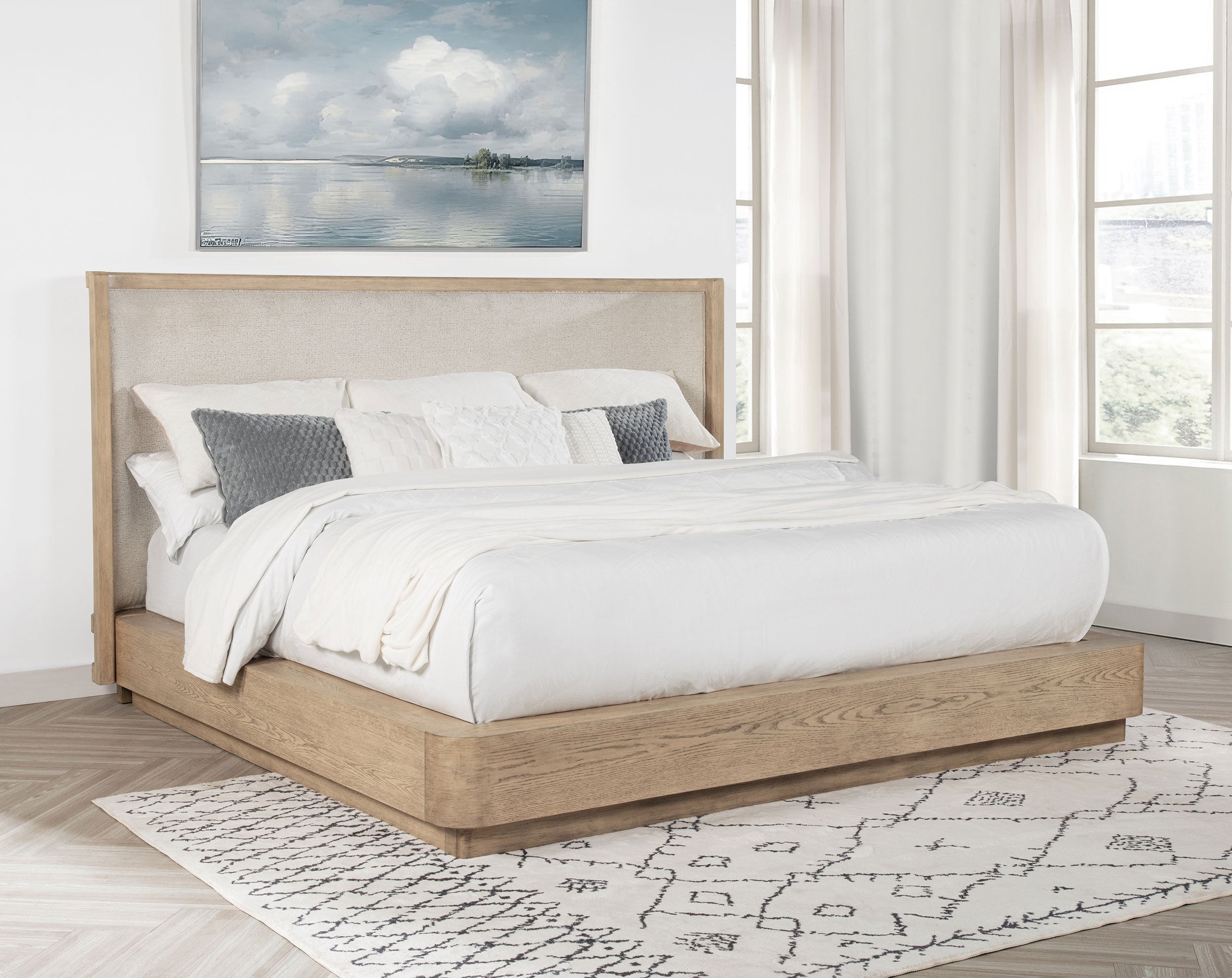 Kailani 49-inch Wingback Bed Beige Oak