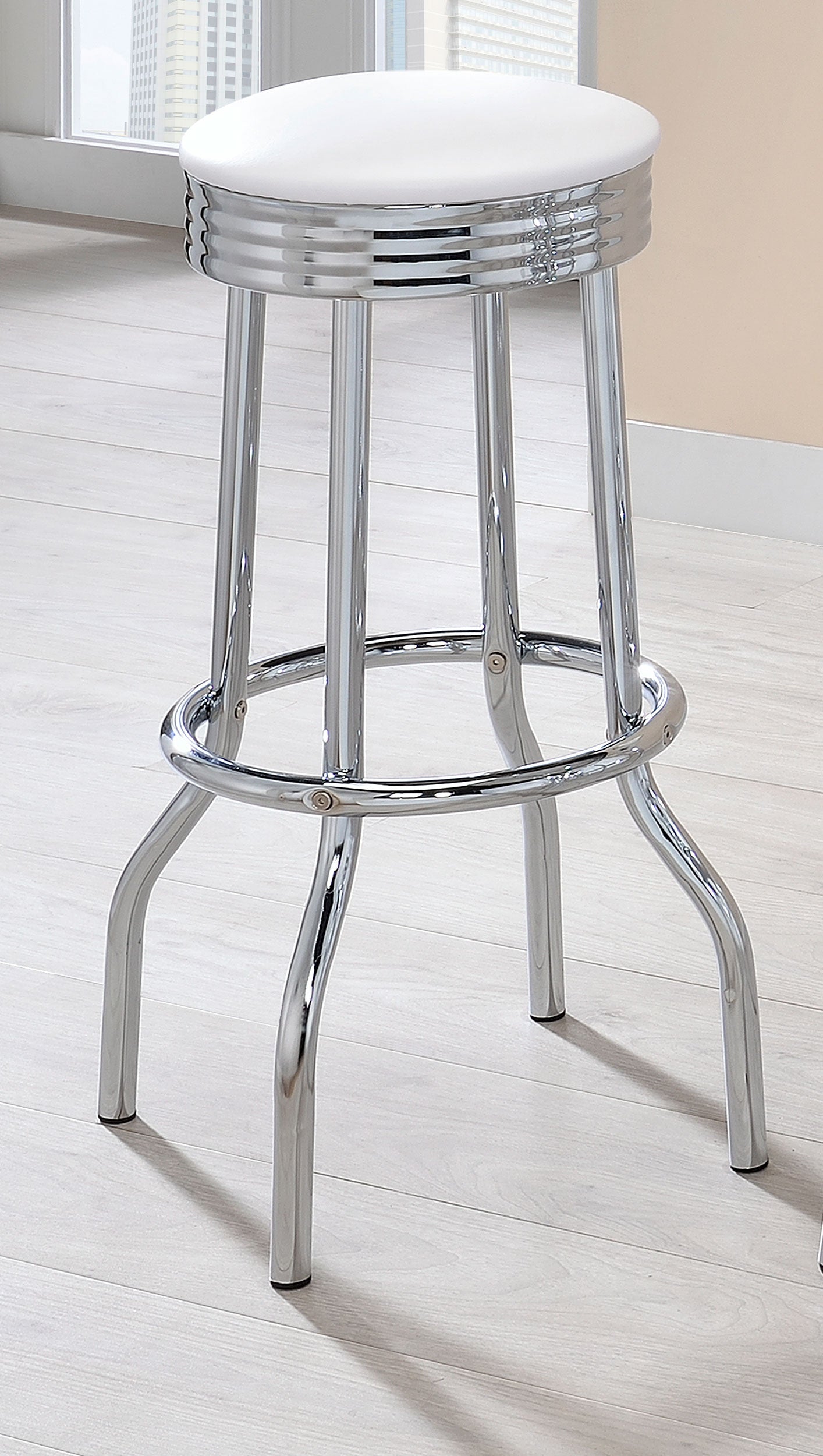 Retro Upholstered Metal Swivel Bar Stool (Set of 2)