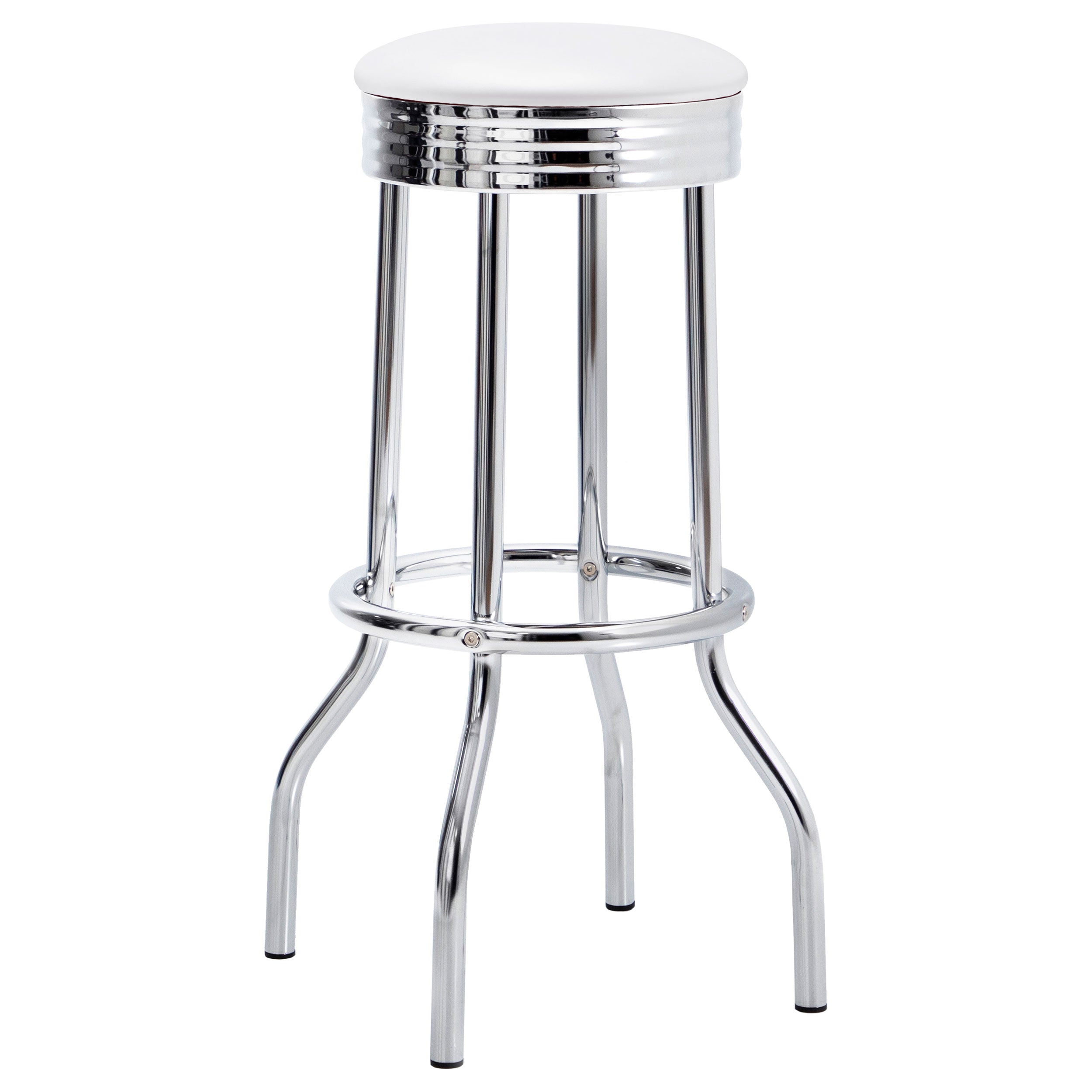 Retro Upholstered Metal Swivel Bar Stool (Set of 2)