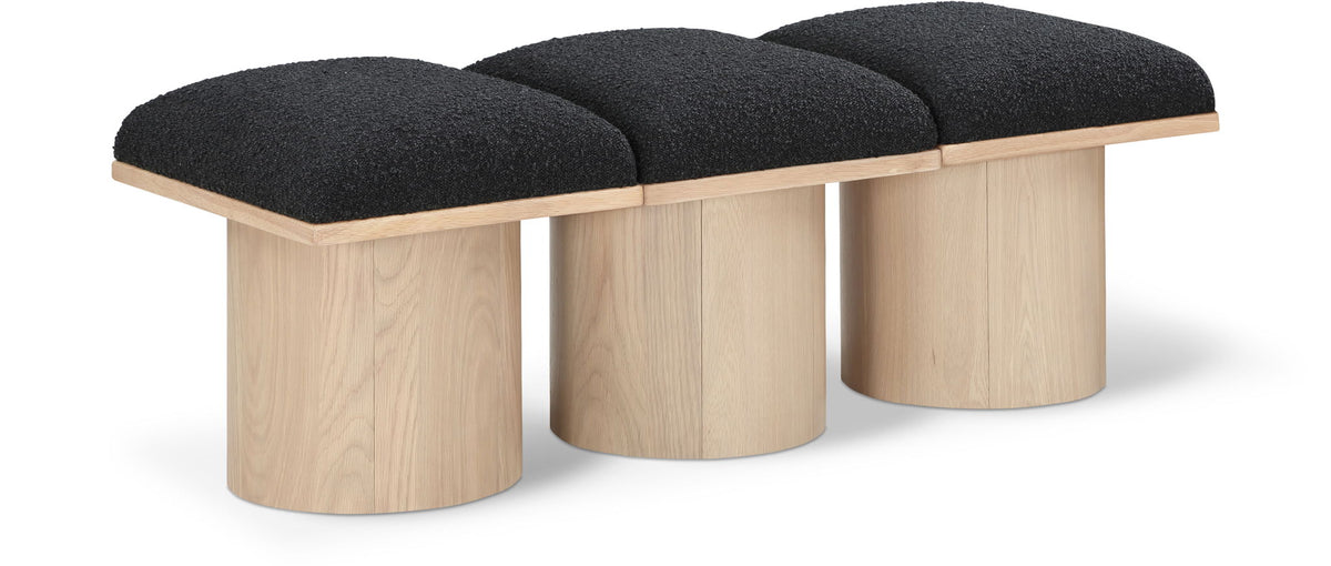 Pavilion Modular Bench 3-Piece Bench, 46.5"W x 18"D — Black / Natural Base