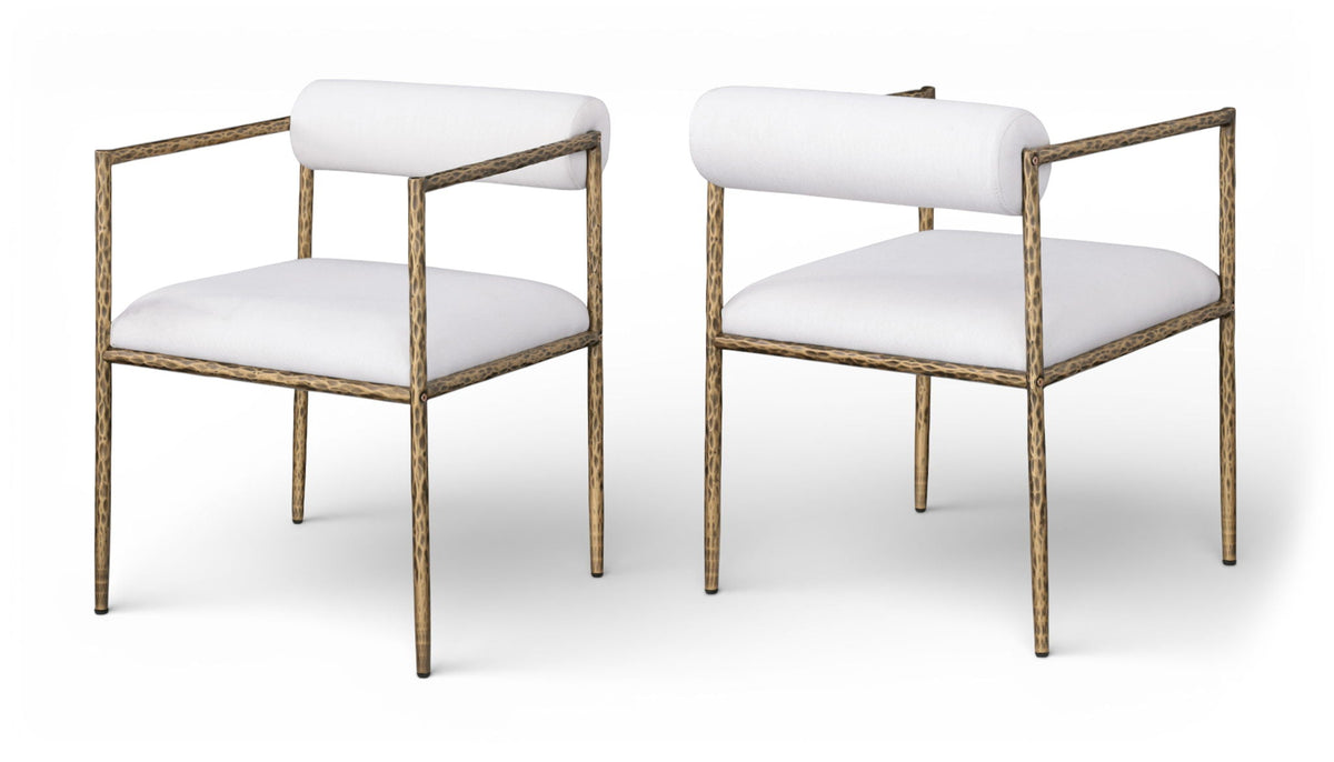 Axis Linen Dining Chair Set of 2 — Beige or Cream, Antique Black or Brass Legs - Cream / Brass