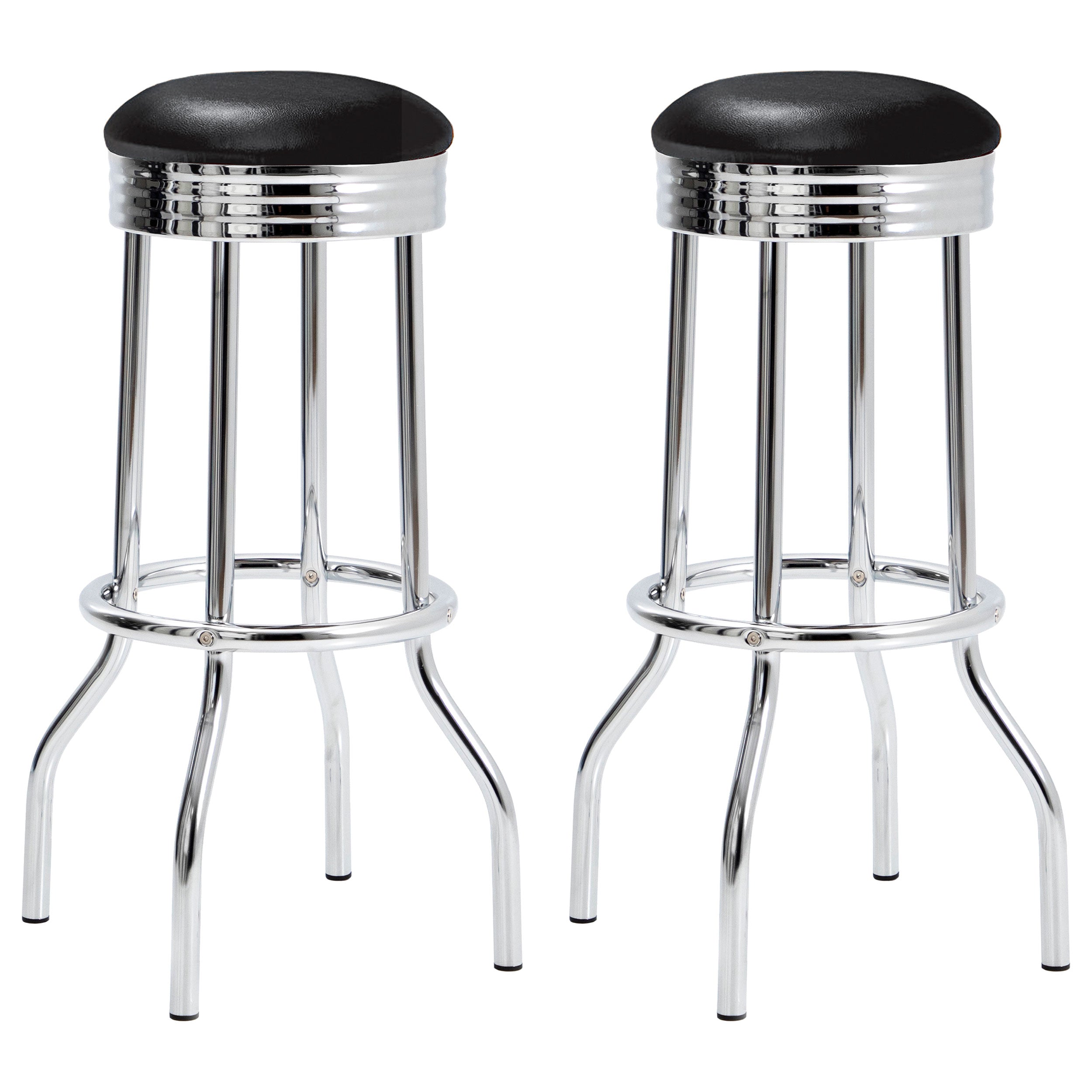 Retro Upholstered Metal Swivel Bar Stool (Set of 2)