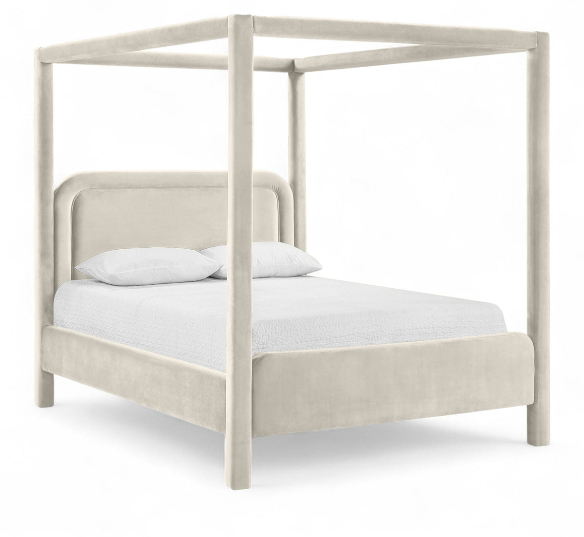 Salina Velvet Upholstered Canopy Bed — 10 Colors, Twin to King