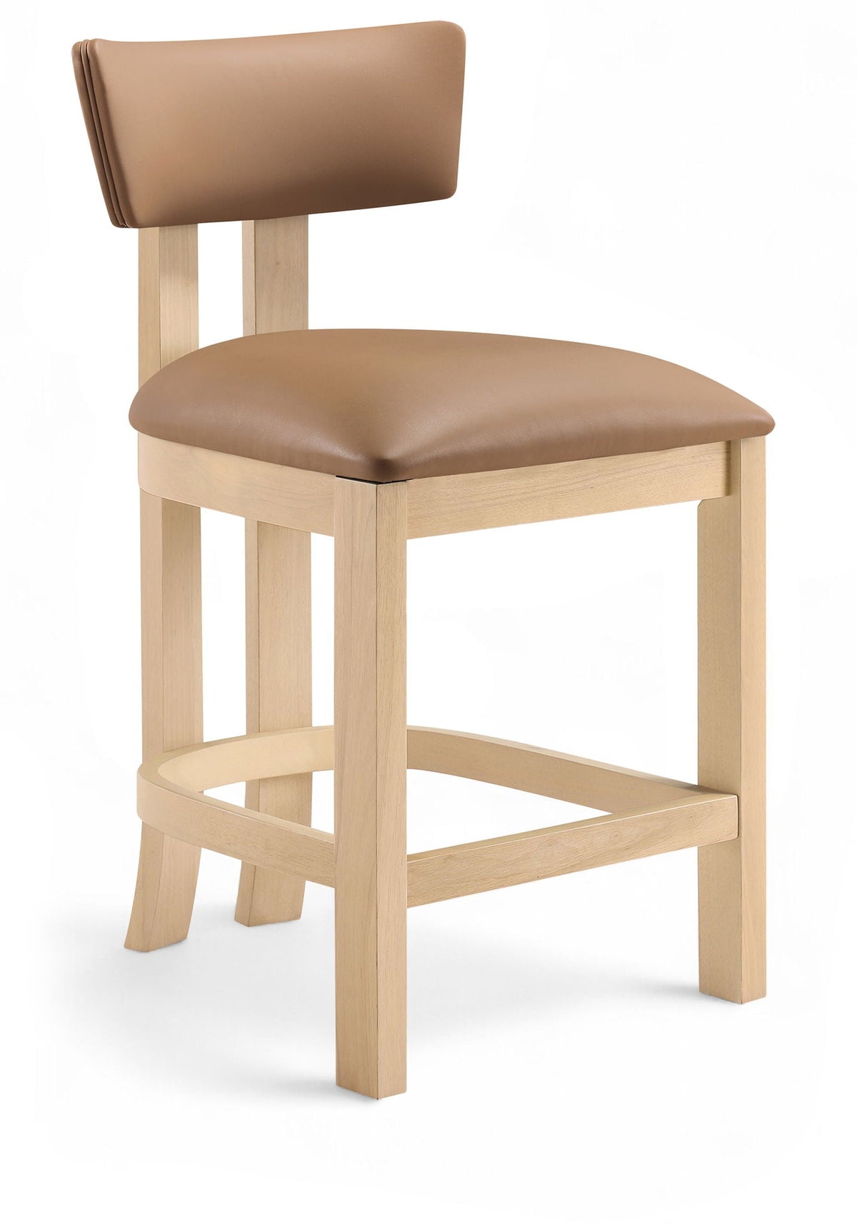 Lavrin Vegan Leather Counter Stool (Set of 2) with Natural Base