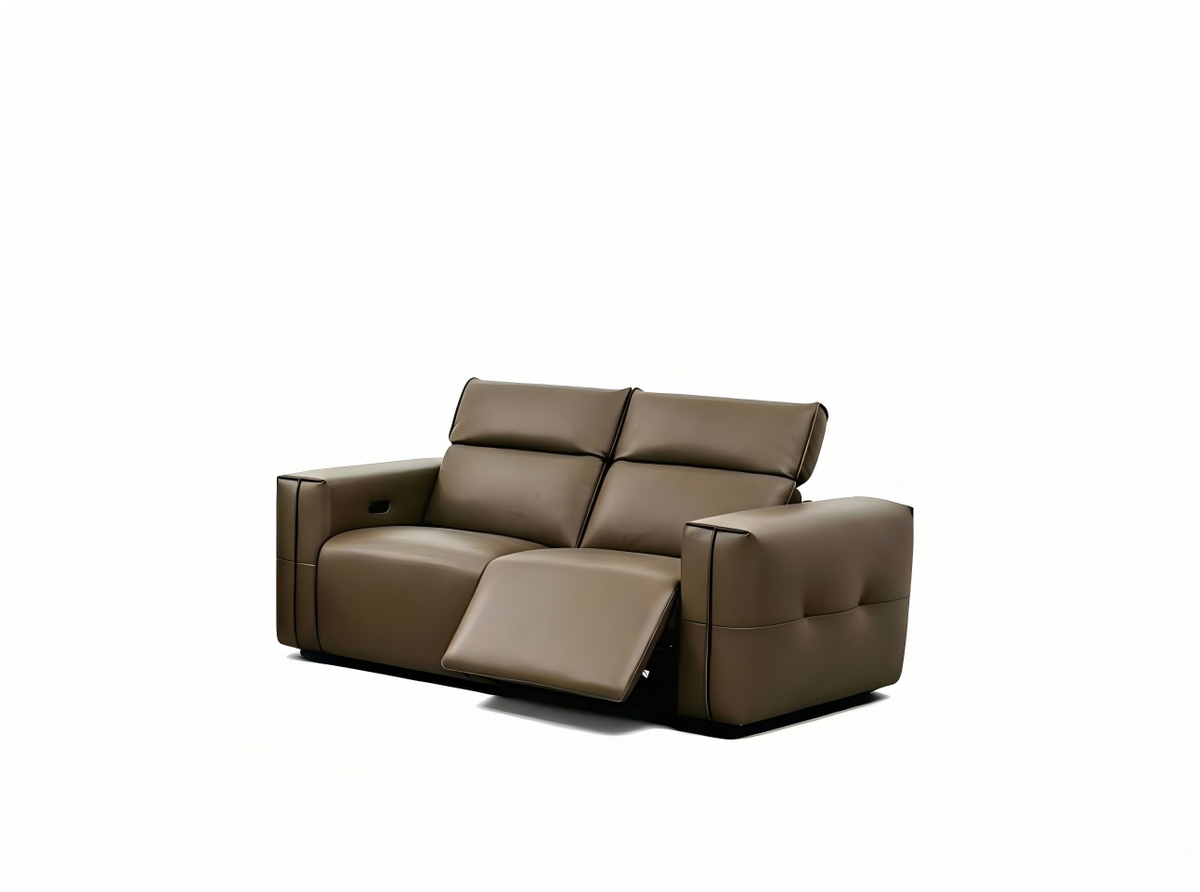 Ember Brown Italian Leather Sofa and Loveseat — Power Recline
