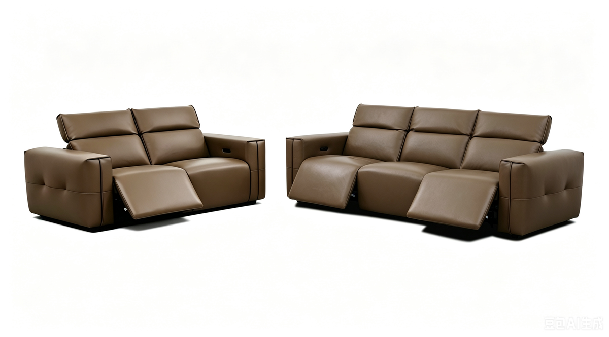 Ember Brown Italian Leather Sofa and Loveseat — Power Recline