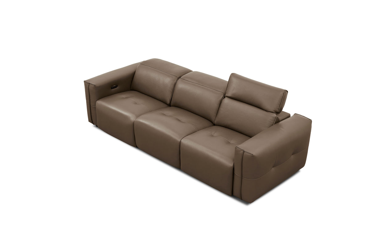 Ember Brown Italian Leather Sofa and Loveseat — Power Recline