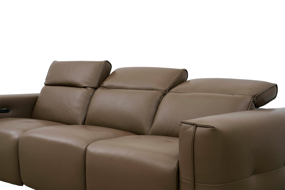 Ember Brown Italian Leather Sofa and Loveseat — Power Recline