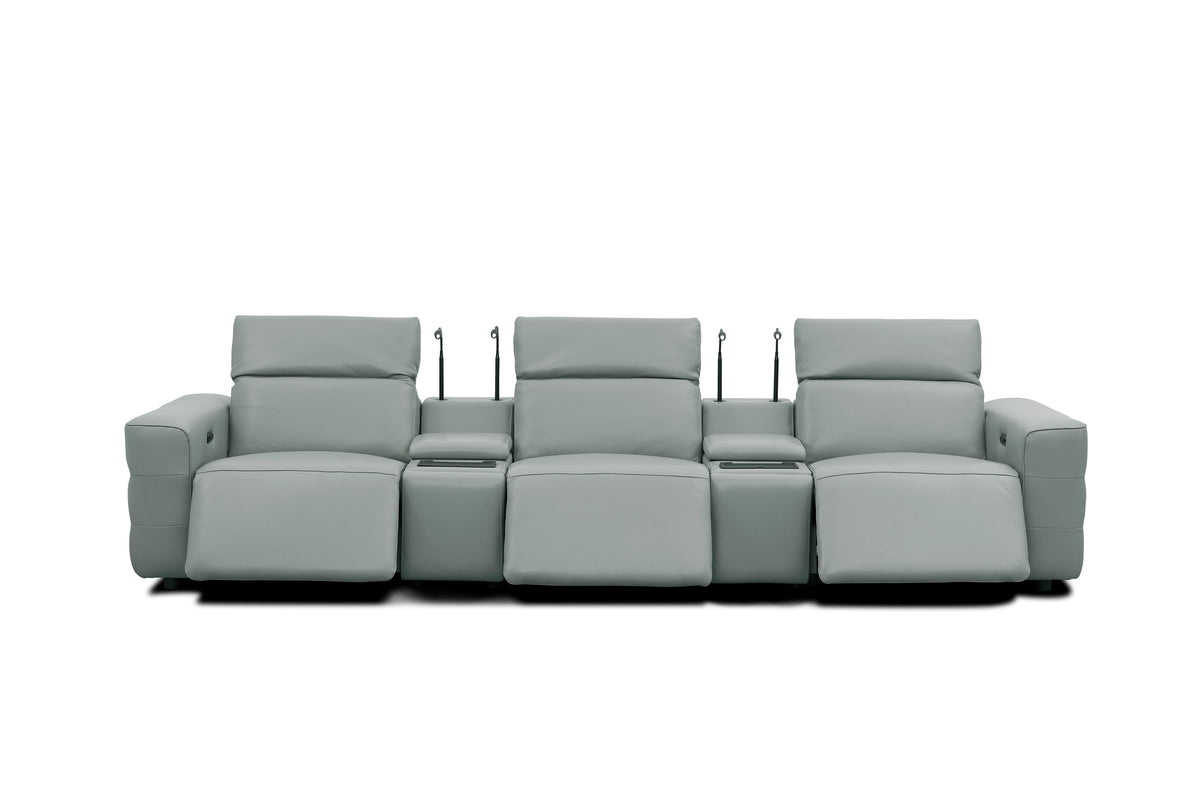 Diamante Italian Leather Home Theater Row — Power Recline