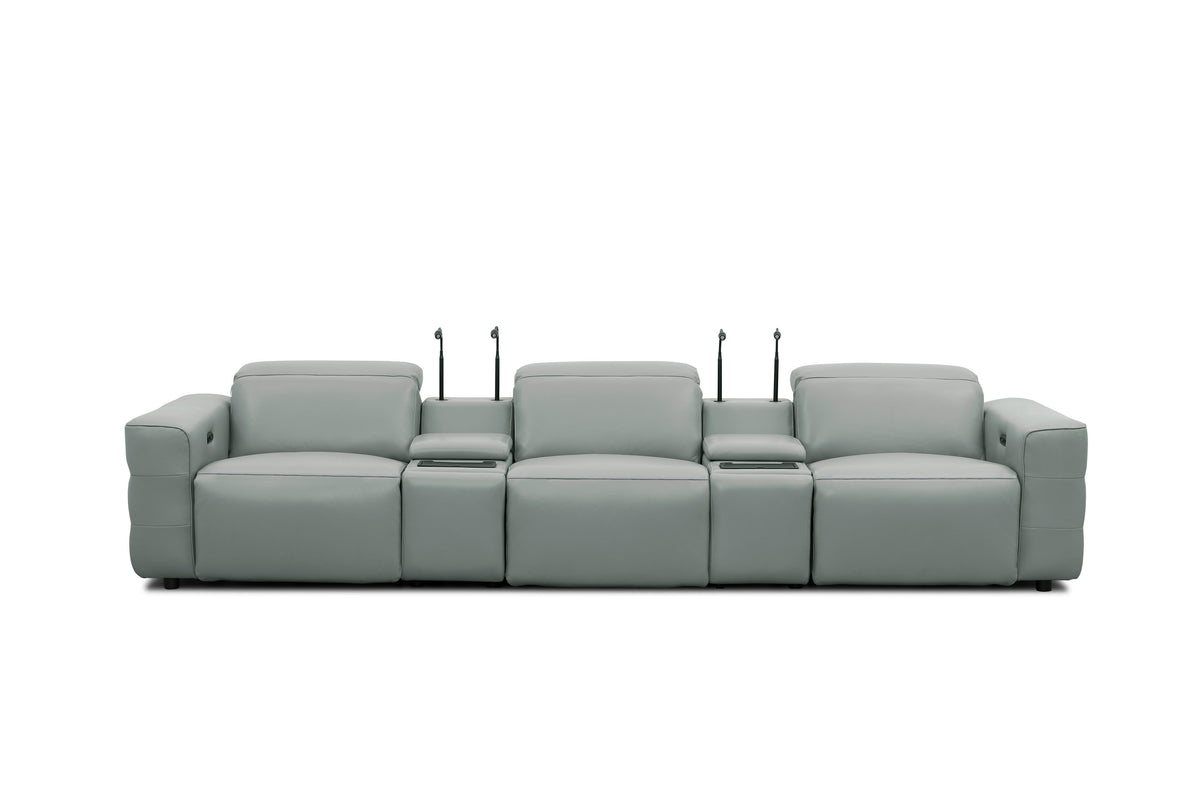 Diamante Italian Leather Home Theater Row — Power Recline