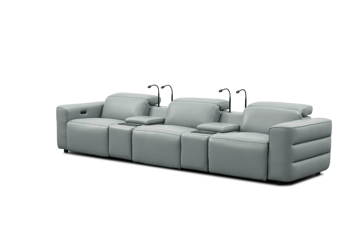 Diamante Italian Leather Home Theater Row — Power Recline