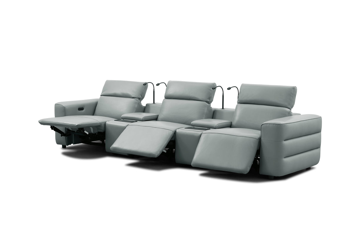 Diamante Italian Leather Home Theater Row — Power Recline