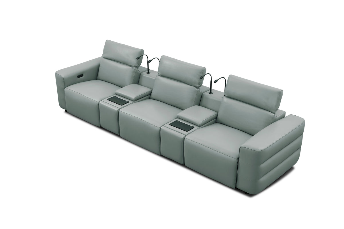 Diamante Italian Leather Home Theater Row — Power Recline