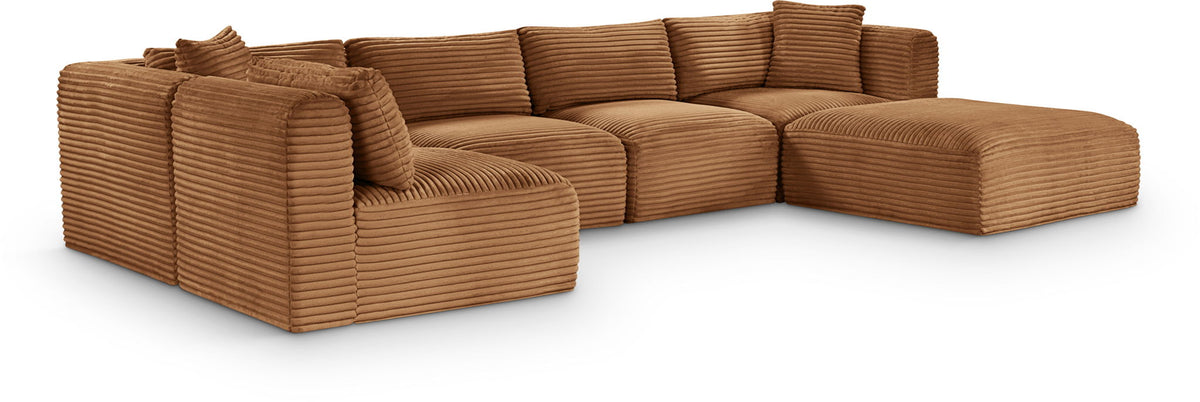 Shaggy Modular Sectional — 6-Piece U-Shaped Sectional — Saddle