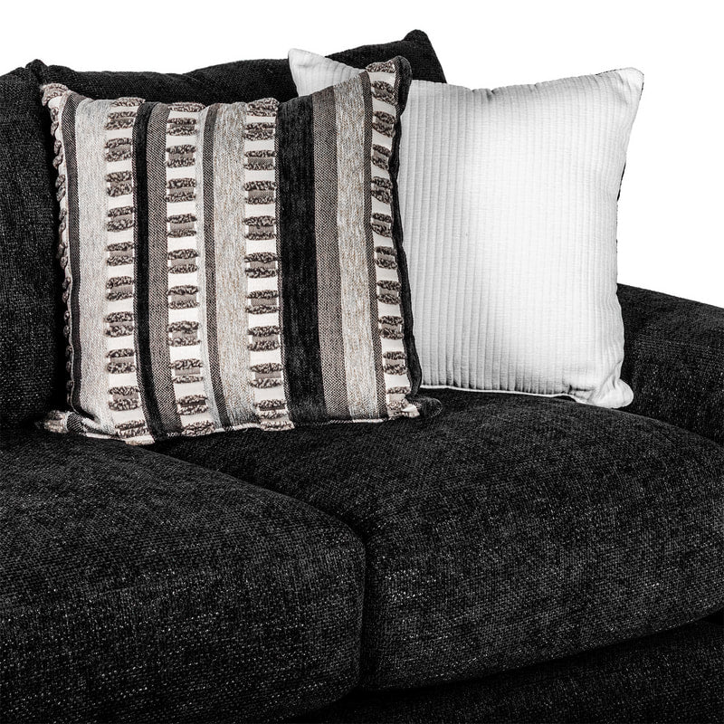 Behold 2535 Black Sofa & Loveseat Set — 4 Accent Pillows Included