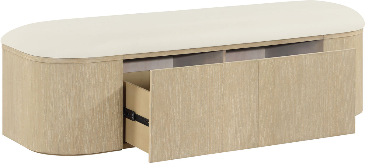 Velden - Upholstered Storage Bench with Natural Base