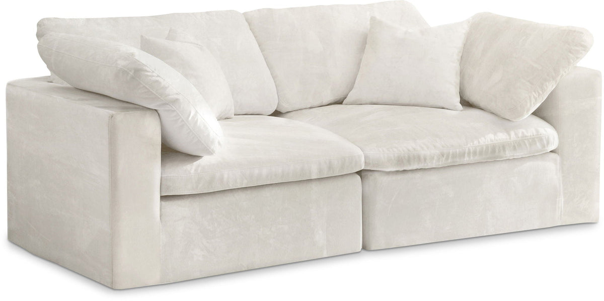Cozy Velvet Modular Sectional — 2-Piece Sofa — Cream