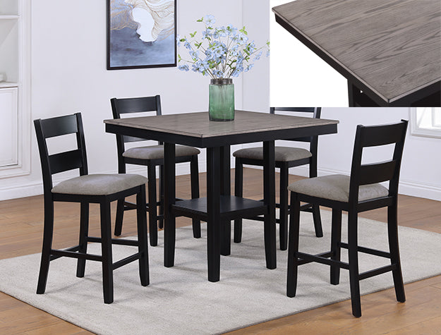 Lester Light Grey Counter Height Table Set — 5-Piece