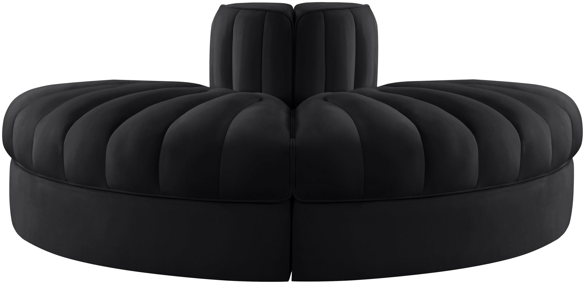 Rummi - Velvet Performance Fabric Upholstered 2 Piece Rounded Modular Loveseat