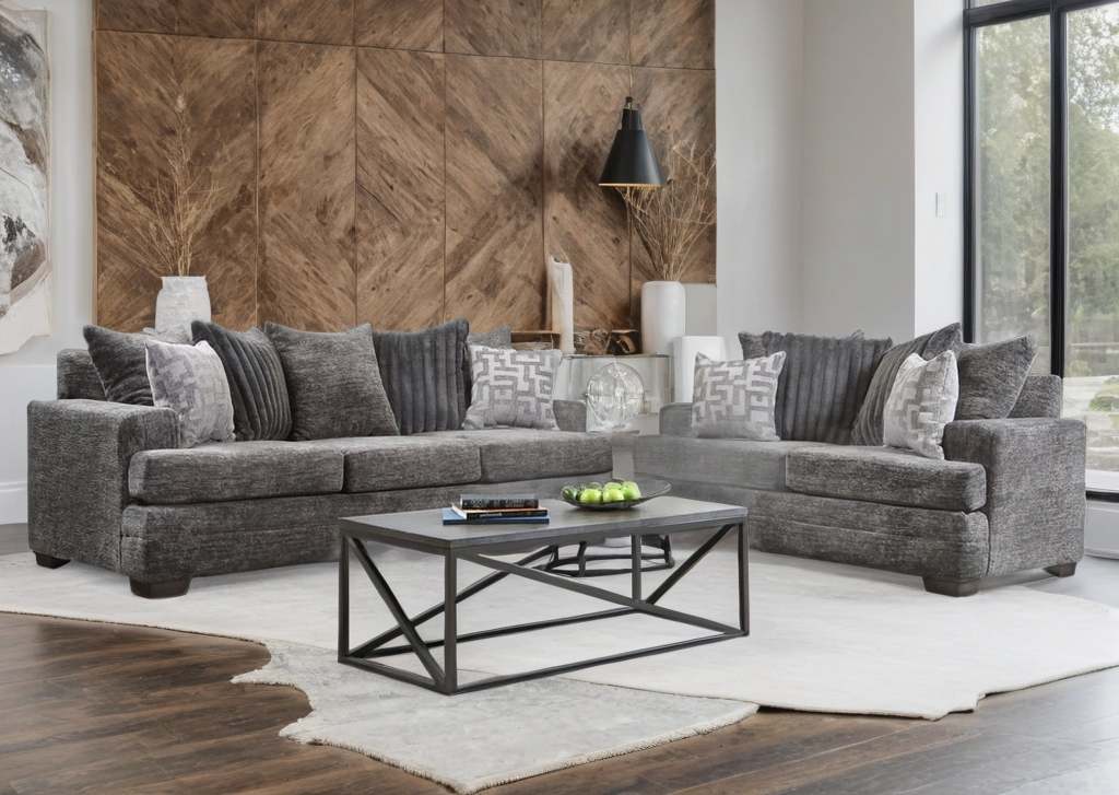 2675-07 Charcoal Sofa & Loveseat Set — Matching 2-Piece