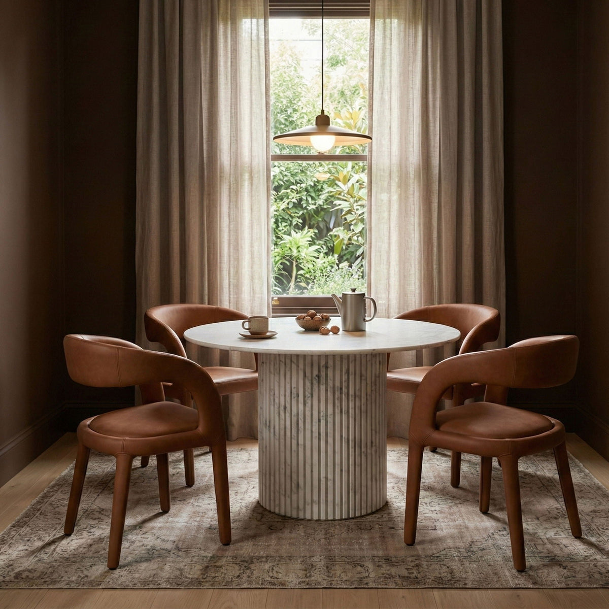 Sylvester Vegan Leather Dining Chair — 5 Colors - Cognac