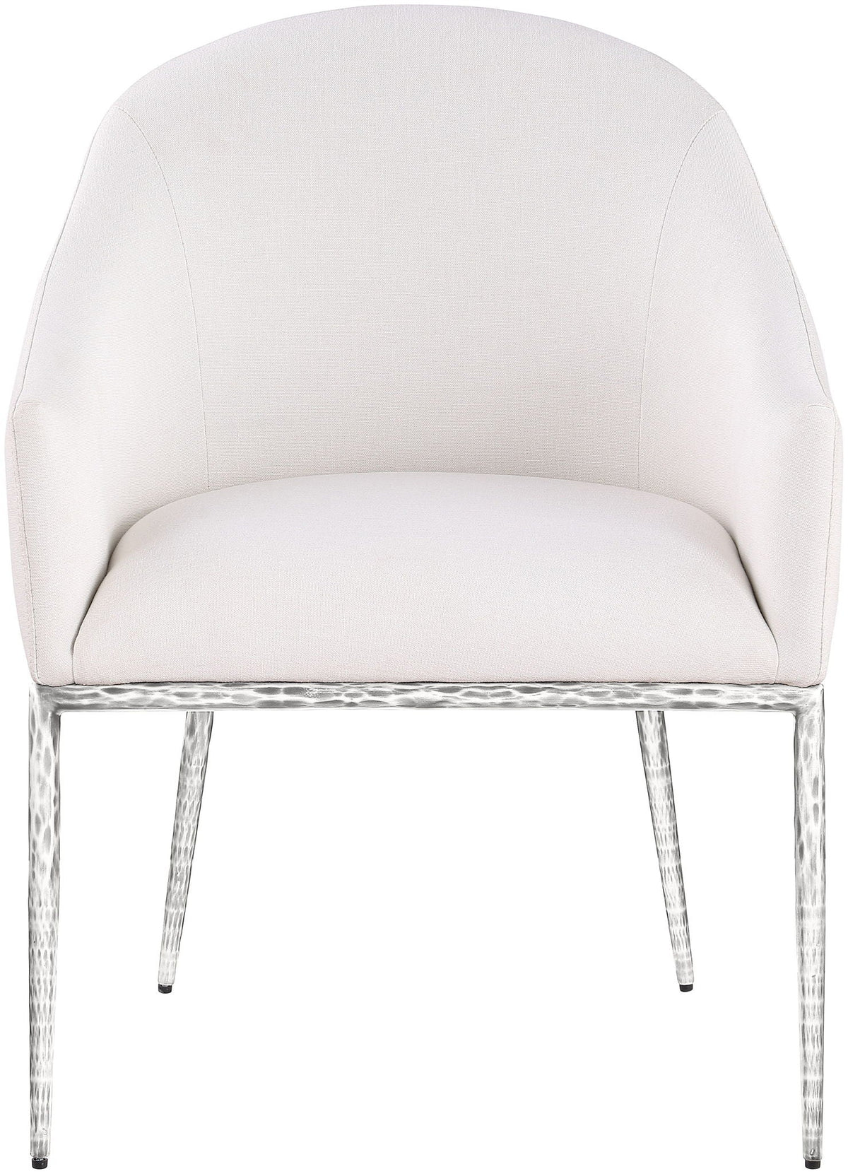 Ferro Performance Fabric Dining Arm Chair with Brushed Silver Legs