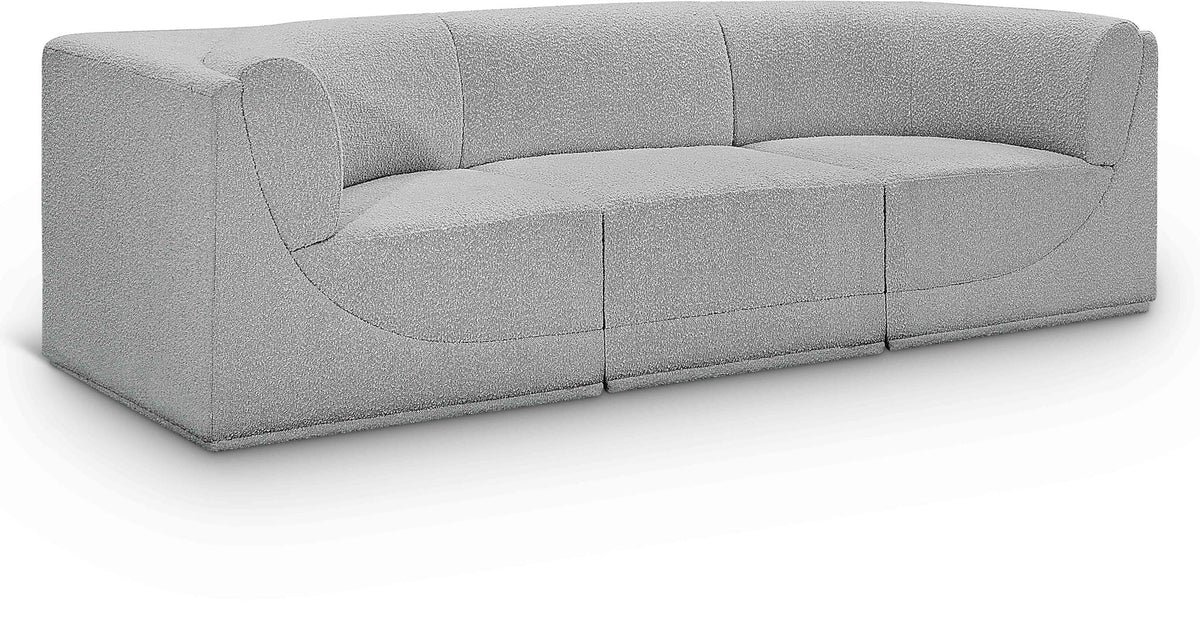 Ollie Boucle Modular Sectional — 3-Piece Sofa — Grey