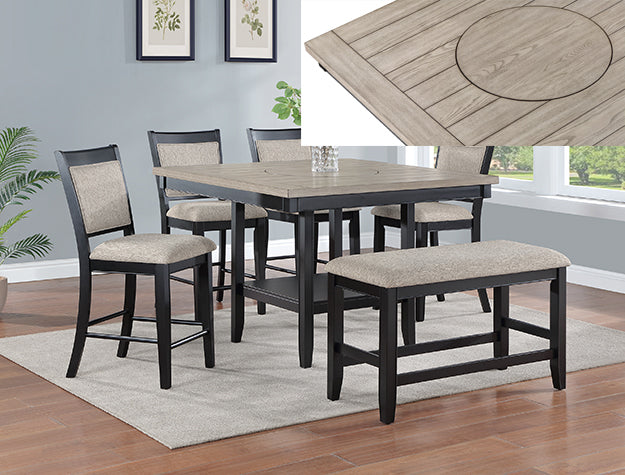 Fulton Light Grey Counter Height Dining Set — Turntable Table