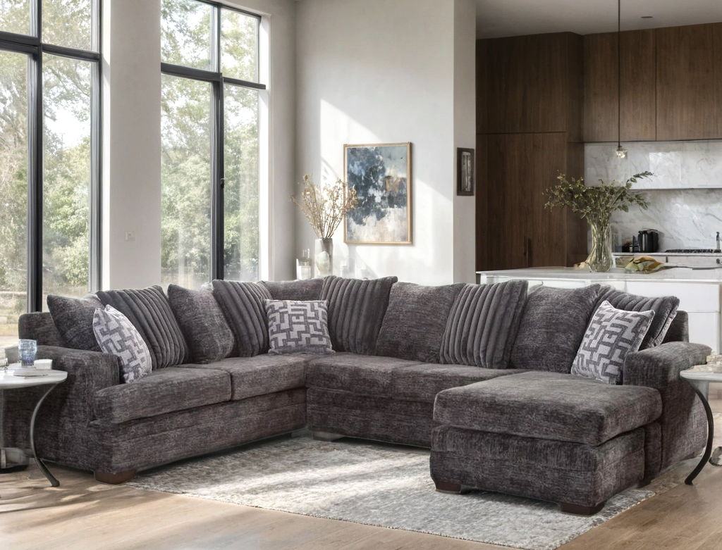 2775-07 Charcoal Sectional — LAF Sofa & RAF Chaise